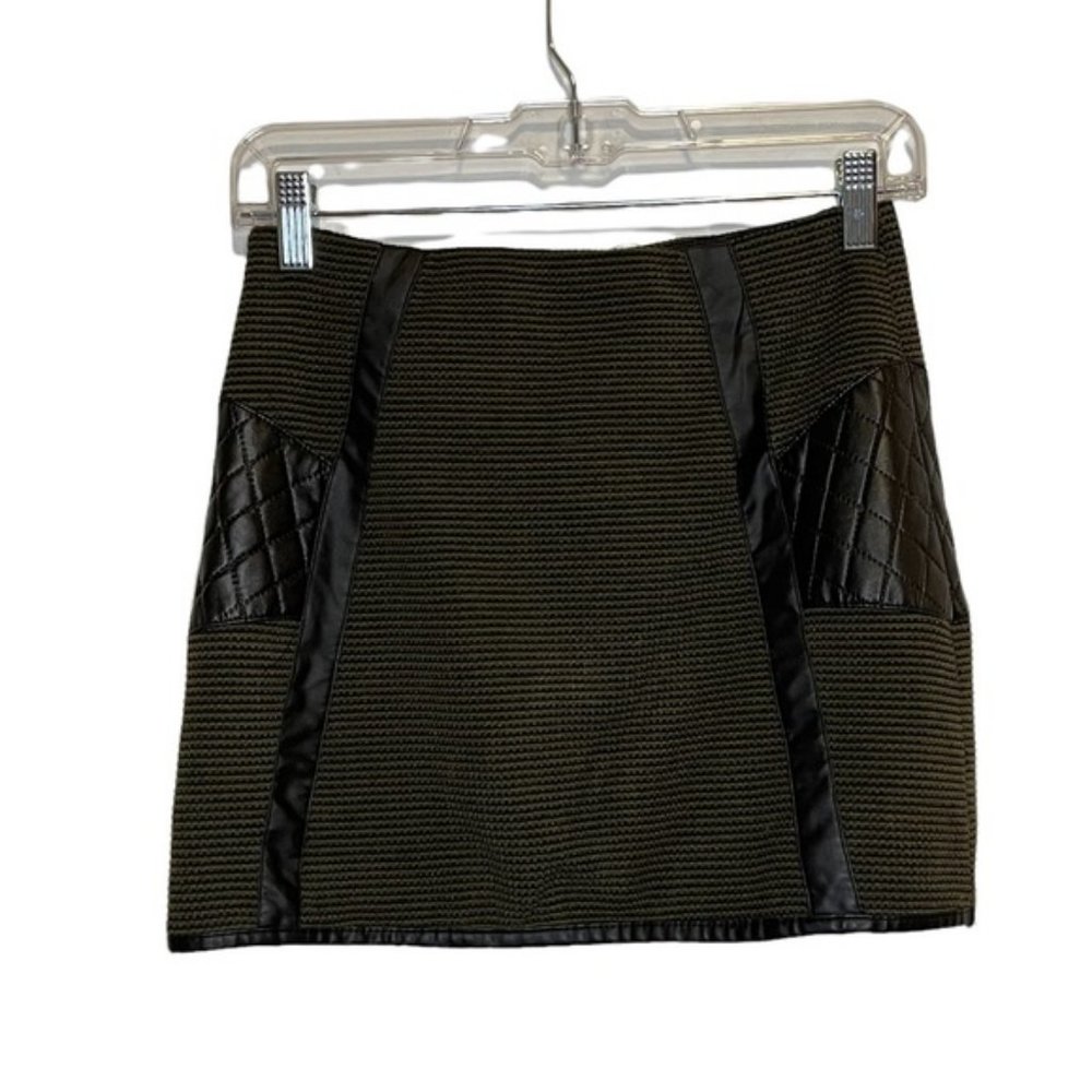 Mustard Seed Faux Leather Tweed Skirt
